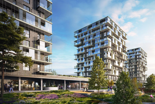 W pierwszym etapie inwestycji powstaną trzy 12-kondygnacyjne budynki. W pierwszym etapie inwestycji powstaną trzy 12-kondygnacyjne budynki.