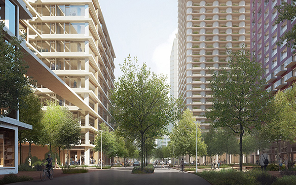 Zieleń wkomponowana w przestrzeń między zabudową kaskadową. Zieleń wkomponowana w przestrzeń między zabudową kaskadową.