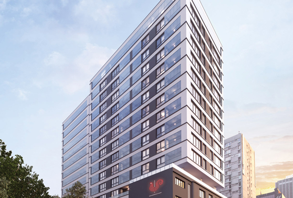 Na budowie warszawskiego apartamentowca wykonano najwyższy element konstrukcyjny 16-piętrowego budynku. Fot. Matexi Na budowie warszawskiego apartamentowca wykonano najwyższy element konstrukcyjny 16-piętrowego budynku.