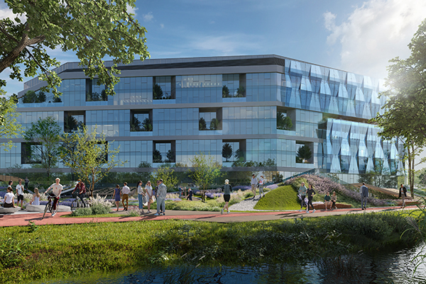 Kompleks Grundmanna Office Park składać się będzie z dwóch 7-piętrowych budynków połączonych zielonym patio. Kompleks Grundmanna Office Park składać się będzie z dwóch 7-piętrowych budynków połączonych zielonym patio.