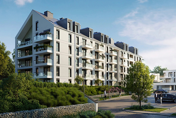 Drugi etap osiedla Przemyska Vita w Gdańsku to cztery budynki wielorodzinne oraz pięć willi miejskich. Wiz. Develia Drugi etap osiedla Przemyska Vita w Gdańsku to cztery budynki wielorodzinne oraz pięć willi miejskich. Wiz. Develia